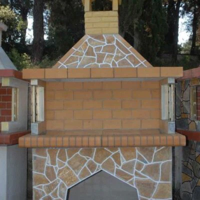 Ψησταριά μεγάλη με επένδυση & κίτρινο πυρότουβλο