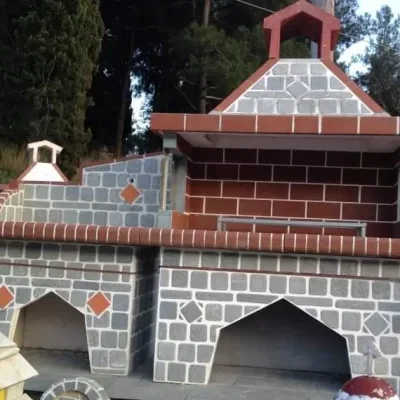 ΣΕΤ Ψησταριά & Νεροχύτης με κόκκινο πυρότουβλο και κυβόλιθους Καβάλας