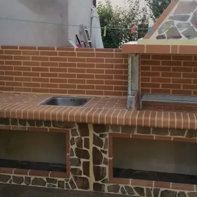 ΣΕΤ Ψησταριά & Νεροχύτης με κίτρινο πυρότουβλο, extra διαστάσεων