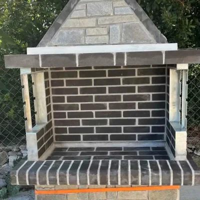 Ψησταριά μεσαία με επένδυση & καφέ πυρότουβλο