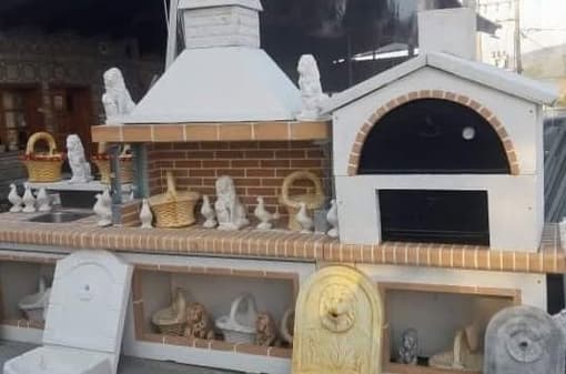 ΣΕΤ Ψησταριά, Νεροχύτης & Κυκλοθερμικός Φούρνος με κίτρινο πυρότουβλα