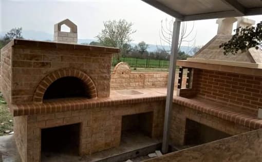 ΣΕΤ Ψησταριά, Νεροχύτης & Μονωμένος Φούρνος, με κίτρινο πυρότουβλο και επένδυση Συριακό